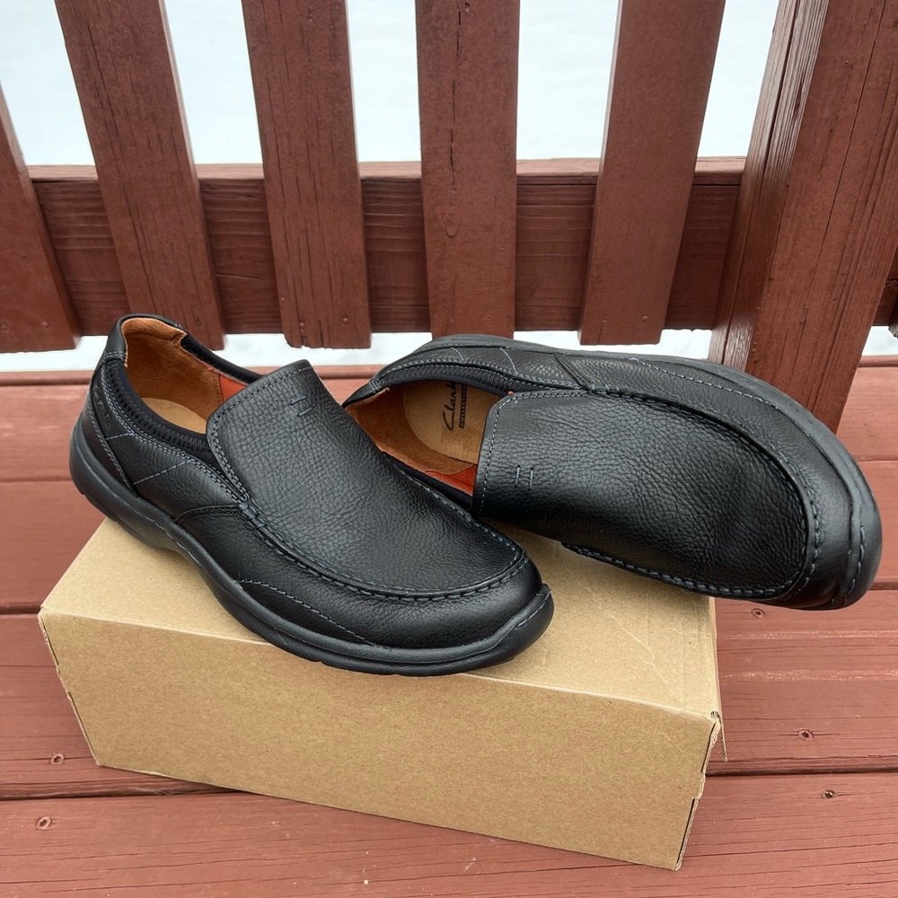 Clarks Niland Energy Black Leather Men's Slip-On Loafers